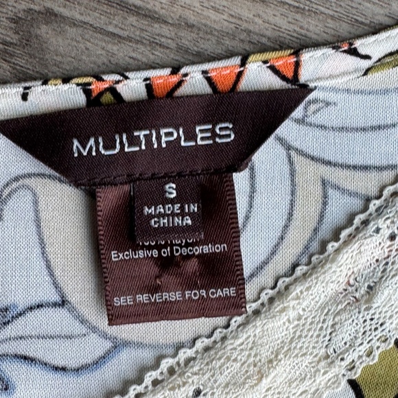 Multiples Floral Paisley Retro Tunic Top with Lace Bell 3/4 Sleeves – Size S - Picture 4 of 14